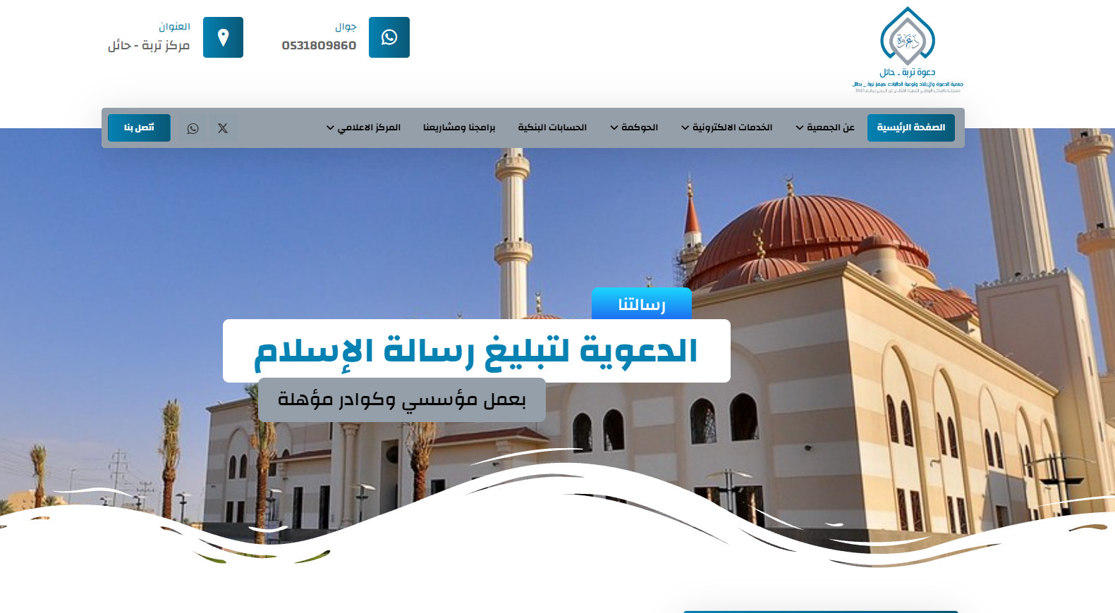 جمعية الدعوة والارشاد بتربة حائل (لقطة شاشة للموقع)